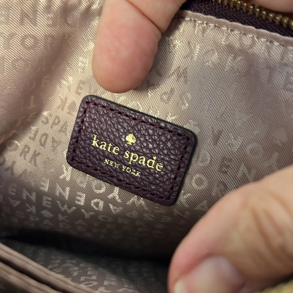 Kate Spade Maroon Burgundy Leather Crossbody Bag with Gold Accents